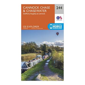 Orange Ordnance Survey Explorer 244 Cannock Chase & Chasewater Map With Digital Version