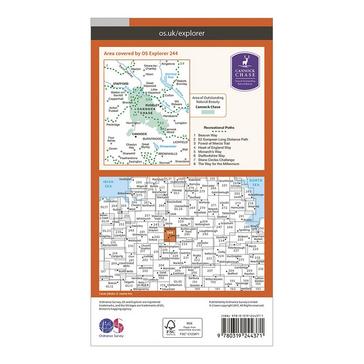 Orange Ordnance Survey Explorer 244 Cannock Chase & Chasewater Map With Digital Version