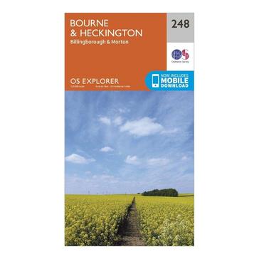 Orange Ordnance Survey Explorer 248 Bourne & Heckington Map With Digital Version