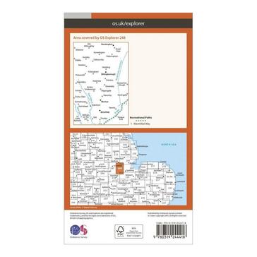 Orange Ordnance Survey Explorer 248 Bourne & Heckington Map With Digital Version