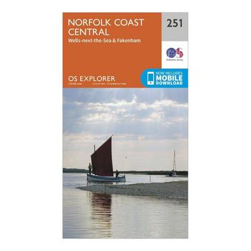 Orange Ordnance Survey Explorer 251 Norfolk Coast Central Map With Digital Version