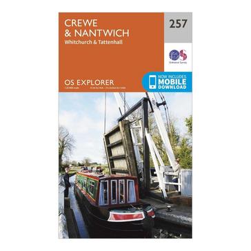 Orange Ordnance Survey Explorer 257 Crewe  Nantwich Map With Digital Version
