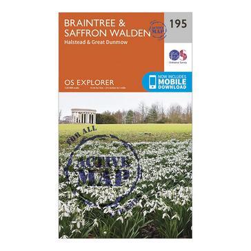 Orange Ordnance Survey Explorer Active 195 Braintree & Saffron Walden Map With Digital Version