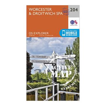 Orange Ordnance Survey Explorer Active 204 Worcester & Droitwich Spa Map With Digital Version