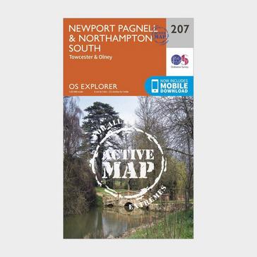 Orange Ordnance Survey Explorer Active 207 Newport Pagnell & Northampton South Map With Digital Version
