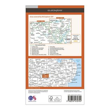 Orange Ordnance Survey Explorer Active 207 Newport Pagnell & Northampton South Map With Digital Version