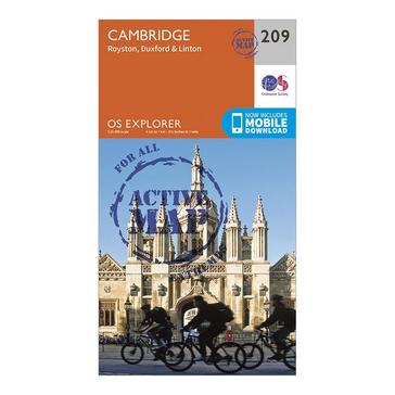 Orange Ordnance Survey Explorer Active 209 Cambridge, Royston, Duxford & Linton Map With Digital Version