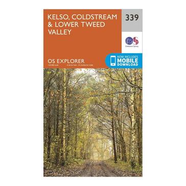 Orange Ordnance Survey Explorer 339 Kelso, Coldstream & Lower Tweed Valley Map With Digital Version