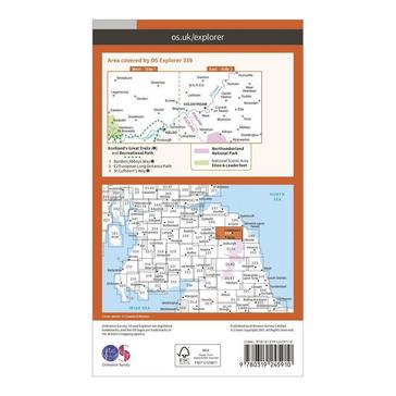 Orange Ordnance Survey Explorer 339 Kelso, Coldstream & Lower Tweed Valley Map With Digital Version