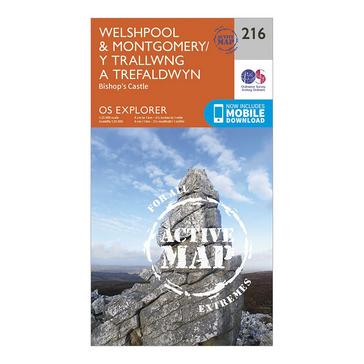 Orange Ordnance Survey Explorer Active 216 Welshpool & Montgomery Map With Digital Version