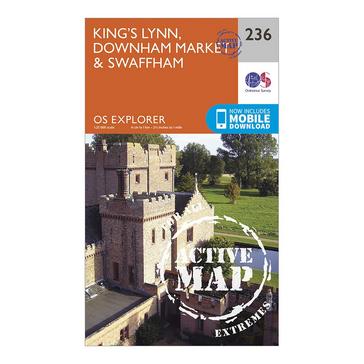 Orange Ordnance Survey Explorer Active 236 Kings Lynn Downham Market  Swaffham Map With Digital Version