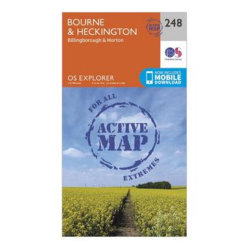 Orange Ordnance Survey Explorer Active 248 Bourne & Heckington Map With Digital Version