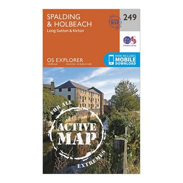 Orange Ordnance Survey Explorer Active 249 Spalding & Holbeach Map With Digital Version