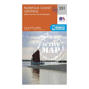 Orange Ordnance Survey Explorer Active 251 Norfolk Coast Central Map With Digital Version