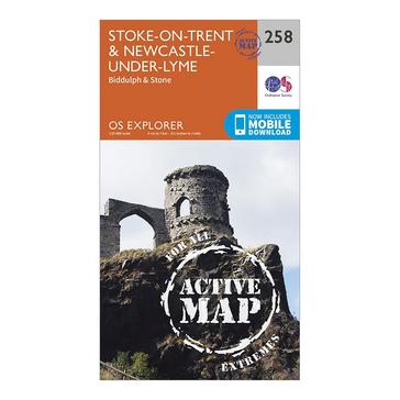 Orange Ordnance Survey Explorer Active 258 Stoke-on-Trent & Newcastle-under-Lyme Map With Digital Version
