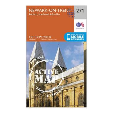 Orange Ordnance Survey Explorer Active 271 Newark-on-Trent Map With Digital Version