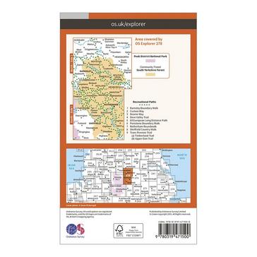 Orange Ordnance Survey Explorer Active 278 Sheffield & Barnsley Map With Digital Version