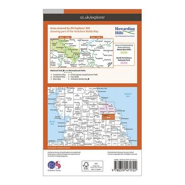 Orange Ordnance Survey Explorer Active 300 Howardian Hills & Malton Map With Digital Version