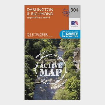 Orange Ordnance Survey Explorer Active 304 Darlington & Richmond Map With Digital Version
