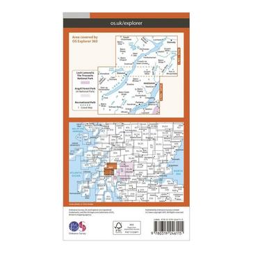 Orange Ordnance Survey Explorer 360 Loch Awe & Inverarary Map With Digital Version