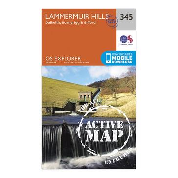 Orange Ordnance Survey Explorer Active 345 Lammermuir Hills Map With Digital Version