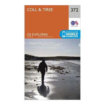 Orange Ordnance Survey Explorer 372 Coll & Tiree Map With Digital Version