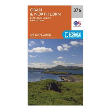 Orange Ordnance Survey Explorer 376 Oban  North Lorn Map With Digital Version