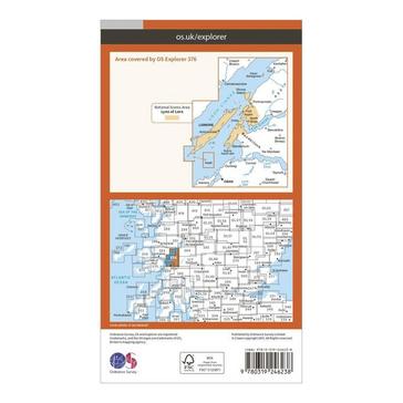 Orange Ordnance Survey Explorer 376 Oban  North Lorn Map With Digital Version