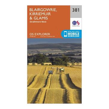 Orange Ordnance Survey Explorer 381 Blairgowrie, Kirriemuir & Glamis Map With Digital Version