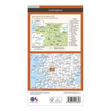 Orange Ordnance Survey Explorer 384 Glen Coe & Glen Etive Map With Digital Version
