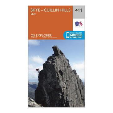 Orange Ordnance Survey Explorer 411 Skye  Cuillin Hills Map With Digital Version