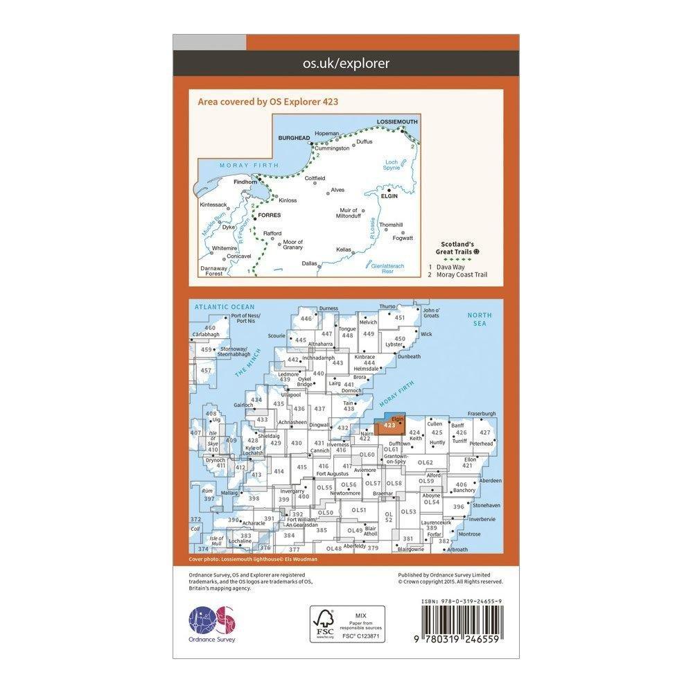 Ordnance Survey EXP 423 Elgin Forres & Lossiemouth Map With Digital Version Review