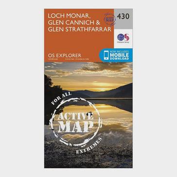 Orange Ordnance Survey Explorer Active 430 Loch Monar, Glen Cannich & Glen Strathfarrar Map With Digital Version