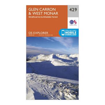 Orange Ordnance Survey Explorer 429 Glen Carron  West Monar Map With Digital Version