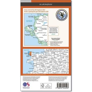 Orange Ordnance Survey Explorer 262 Anglesey West Map With Digital Version
