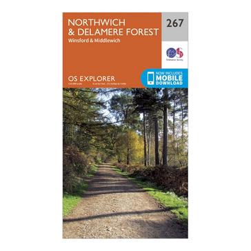 Orange Ordnance Survey Explorer 267 Northwich & Delamere Forest Map With Digital Version