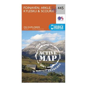 Orange Ordnance Survey Explorer Active 445 Foinaven, Arkle, Kylesku & Scourie Map With Digital Version