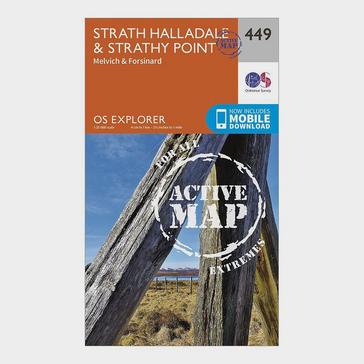 Orange Ordnance Survey Explorer Active 449 Strath Halladale & Strathy Point Map With Digital