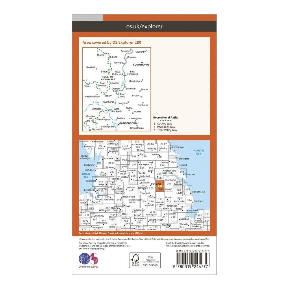 Ordnance Survey EXP 280 Isle Of Axholme Map With Digital Version Review