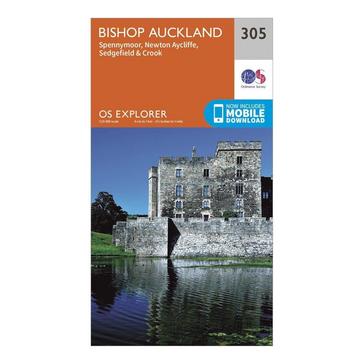 Orange Ordnance Survey Explorer 305 Bishop Auckland Map With Digital Version