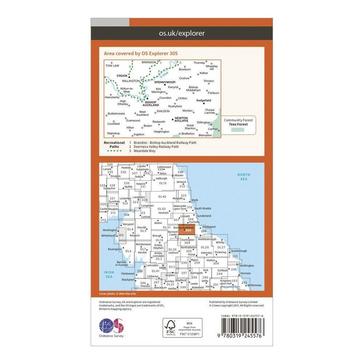 Orange Ordnance Survey Explorer 305 Bishop Auckland Map With Digital Version