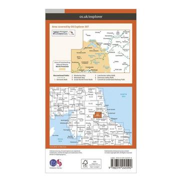 Orange Ordnance Survey Explorer 307 Consett  Derwent Reservoir Map With Digital Version