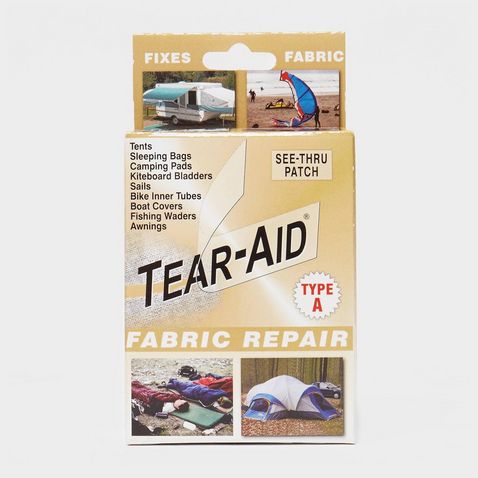 TEAR-AID Fabric Repair Kit, Type A Clear Patch for Canvas, Fiberglass,  Leather, Polyester, Nylon & More, Gold Box, 2 Pack