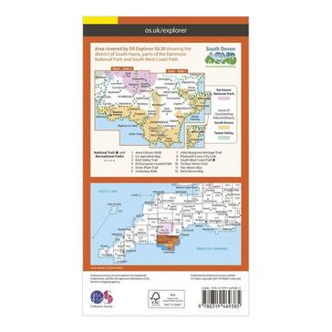 Orange Ordnance Survey OL 20 Explorer South Devon Active Map