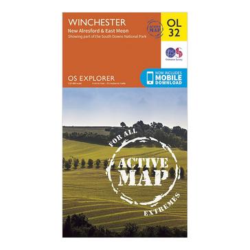 Orange Ordnance Survey Explorer Active OL32 Winchester, New Alresford & East Meon Map