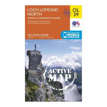Orange Ordnance Survey Explorer Active OL39 Loch Lomond North Map With Digital Version