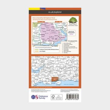 Orange Ordnance Survey Explorer Active OL 22 New Forest Map