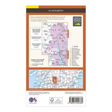 Orange Ordnance Survey Explorer OL 39 Loch Lomond North Map