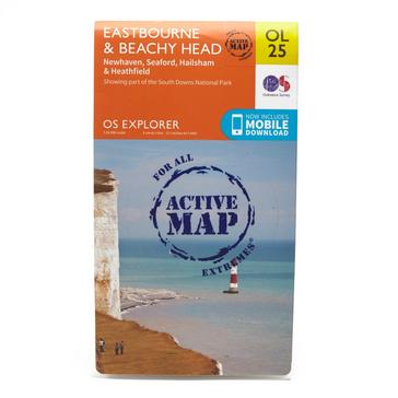 Orange Ordnance Survey Explorer Active OL 25 Eastbourne & Beachy Head Map