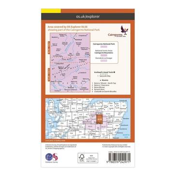 Orange Ordnance Survey Explorer OL 58 Braemar Tomintoul  Glen Avon Map